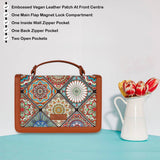 Handcrafted Print Fabric Women Top Handle Crossbody Bag: Multicolor
