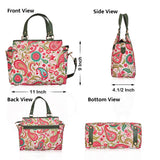 Printed Fabric Satchel Bag & Coin Pouch Set Combo for Women: Blue
