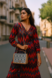 Handcrafted Print Fabric Women Top Handle Crossbody Bag: Abstract
