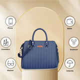 Women’s Vegan Leather Top-Handle Handbag Crossbody Sling Bag: Blue