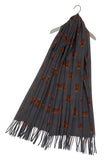Scottish Highland Buffalo Tassel Scarf: Grey