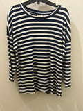 Fransa stripped 3/4 sleeve navy and white top