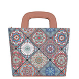 Handcrafted Fabric Top Handle Tote Bag for Women Satchel bag: Abstract
