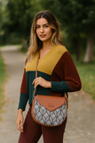 Hand Crafted Fabric Printed Crossbody Sling Bag for Womens: Blue