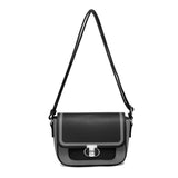 MCZ2411M-Twist Lock Top Zipped Colour Blocks Crossbody Bag: Coffee