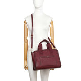 B23035-JFY Weaving Pattern Top Zipped Tote Handbag: Brown