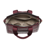 B23035-JFY Weaving Pattern Top Zipped Tote Handbag: Brown