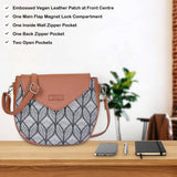 Hand Crafted Fabric Printed Crossbody Sling Bag for Womens: Blue