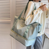 Large Capacity Bottom Zippered Compartment Handle Bag: Purple / One Size