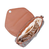 Hand Crafted Fabric Printed Crossbody Sling Bag for Womens: Blue