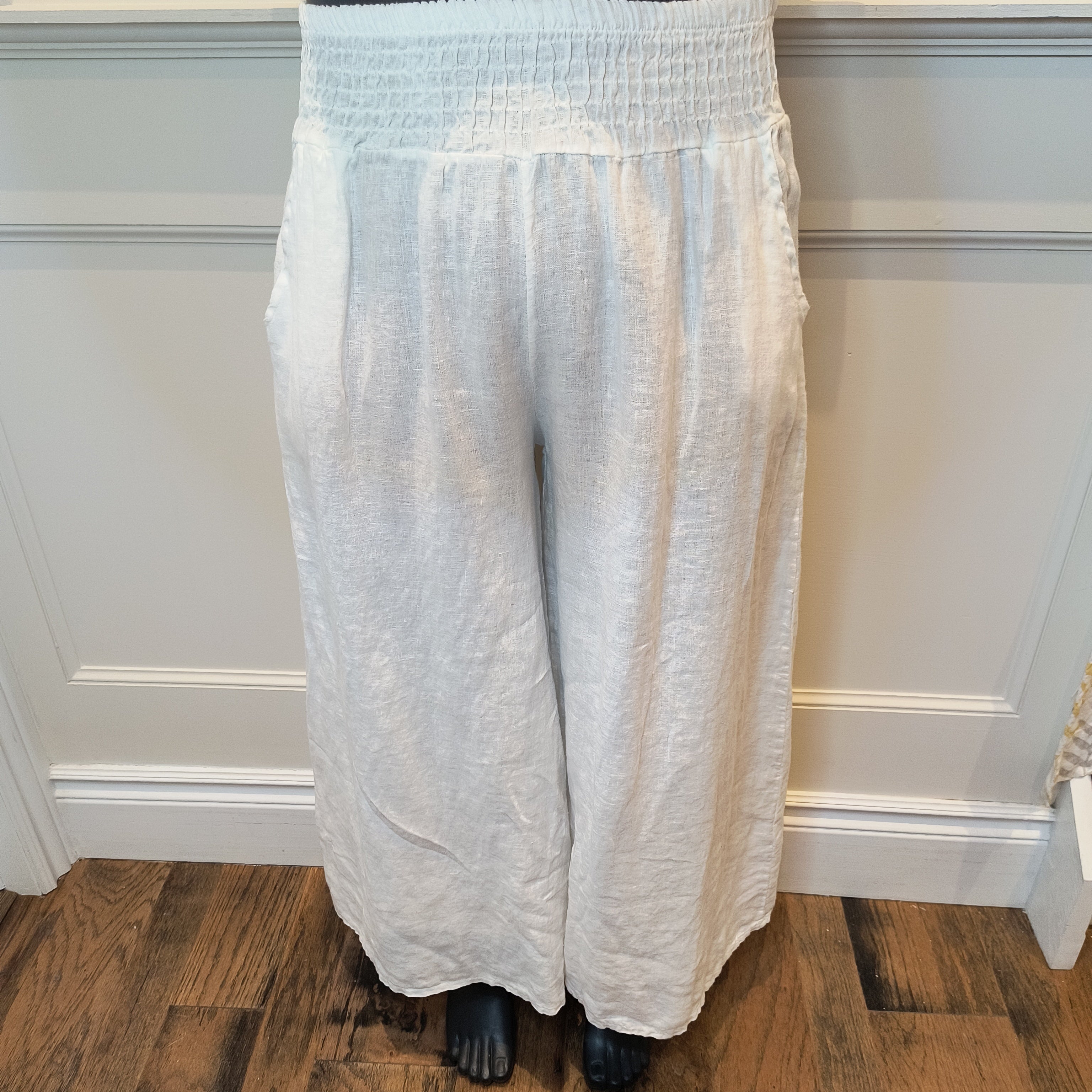 Plum loco made in Italy linen Palazzo pant