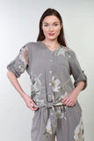 Moda Elegante deep taupe cotton set with pants