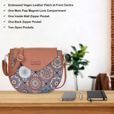 Hand Crafted Fabric Printed Crossbody Sling Bag for Womens: Blue