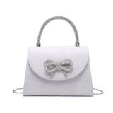 81230-Tie Diamante Embedded Top Handle Suede Clutch Bag: Navy