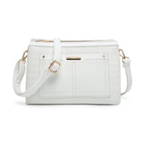 B23026-Triple compartments Top Zipped Cross Body Bag: Wine Red