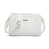 B23026-Triple compartments Top Zipped Cross Body Bag: Brown