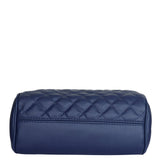 PU Leather Women’s Handbag – Top Handle with Crossbody Strap: Blue