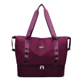 Large Capacity Bottom Zippered Compartment Handle Bag: Purple Red / One Size