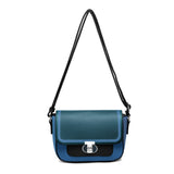 MCZ2411M-Twist Lock Top Zipped Colour Blocks Crossbody Bag: Coffee