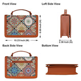 Handcrafted Print Fabric Women Top Handle Crossbody Bag: Multicolor