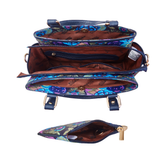 Printed Fabric Satchel Bag & Coin Pouch Set Combo for Women: Blue