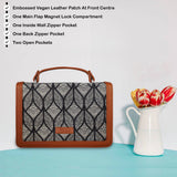 Handcrafted Print Fabric Women Top Handle Crossbody Bag: Multicolor