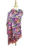 Bright Floral Print Wool Scarf: Pink