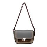 MCZ2411M-Twist Lock Top Zipped Colour Blocks Crossbody Bag: Black