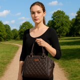 PU Leather Women’s Handbag – Top Handle with Crossbody Strap: Blue