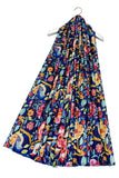 Enchanting Bird & Floral Print Wool Frayed Scarf: Blue