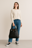 Ladies' Vegan Leather Top Handle Backpack or Daypack Bags: Brown