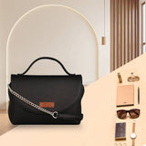 Vegan Leather Crossbody Bag for Women, Top Handle Handbag: Black