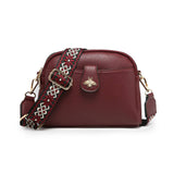 B23002 Bee Cross Body Handbag with double zip top sections: D Brown
