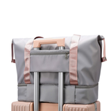 Large Capacity Bottom Zippered Compartment Handle Bag: Light Blue / One Size