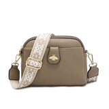 B23002 Bee Cross Body Handbag with double zip top sections: Wine