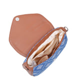 Hand Crafted Fabric Printed Crossbody Sling Bag for Womens: Blue