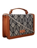 Handcrafted Print Fabric Women Top Handle Crossbody Bag: Abstract