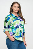 White Rhino Button Down Blouse: Lime