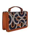 Handcrafted Print Fabric Women Top Handle Crossbody Bag: Abstract