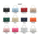 HD027-Pearl Top Handle Tie PU Clutch Bag: Rose