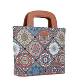 Handcrafted Fabric Top Handle Tote Bag for Women Satchel bag: Abstract