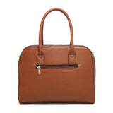 B23030-Bee Badge Triple Top Zipped Compartments Tote Handbag: Grey