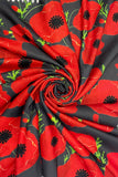 Bold Poppy & Monet Art Print Reversible Wool Tassel Scarf: Grey