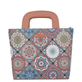Handcrafted Fabric Top Handle Tote Bag for Women Satchel bag: Abstract