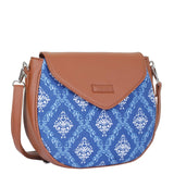 Hand Crafted Fabric Printed Crossbody Sling Bag for Womens: Blue