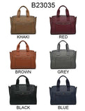 B23035-JFY Weaving Pattern Top Zipped Tote Handbag: Brown