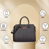 Women’s Vegan Leather Top-Handle Handbag Crossbody Sling Bag: Black