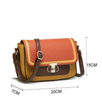 MCZ2411M-Twist Lock Top Zipped Colour Blocks Crossbody Bag: Black