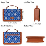 Handcrafted Print Fabric Women Top Handle Crossbody Bag: Blue