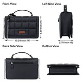 Women’s Vegan Leather Quilted Top Handle Crossbody Sling Bag: Black
